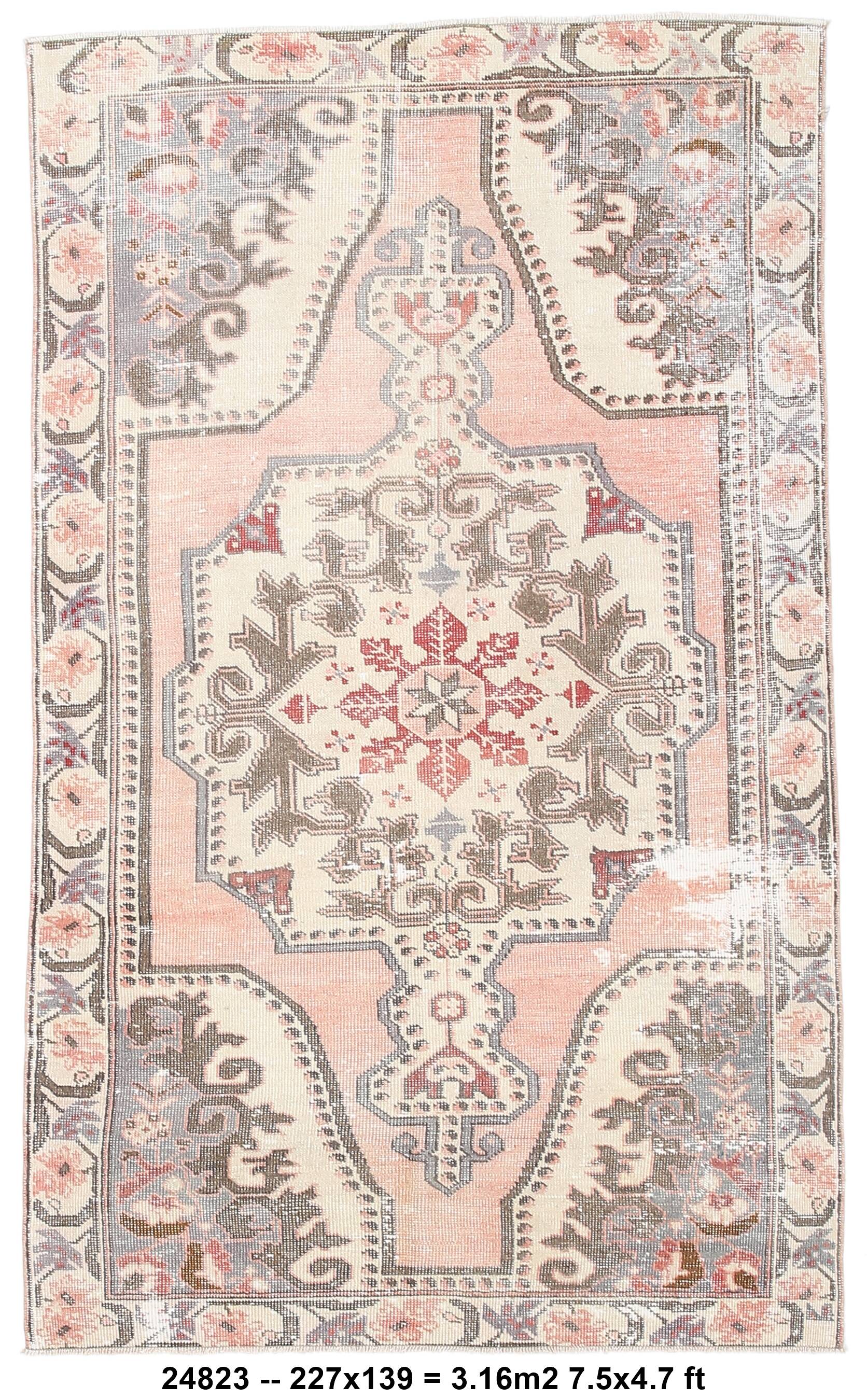 4x7 Salmon & Brown Classic Vintage Rug, 139x227Cm
