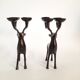 Pair of deer candle holders, bronzed brass