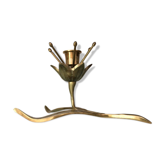 Brass flower candlestick