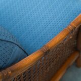 Pair of vintage armchairs in bamboo and Vienna straw 1960s modernism