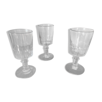 3 old faceted glasses