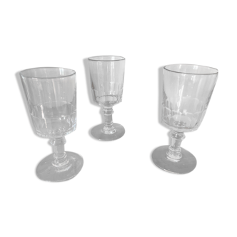 3 verres anciens à facettes