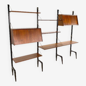 Vintage wall unit with two desks by Louis van Teeffelen for Wébé, 1950s