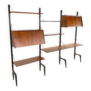 Vintage wall unit with two desks by Louis van Teeffelen for Wébé, 1950s