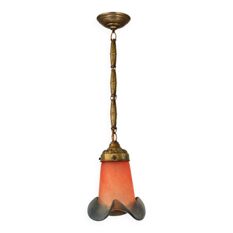 1930s Art Deco pendant lamp | Brass and glass | E27