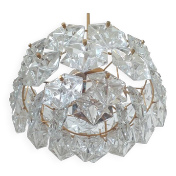 Midcentury BIG Glass Chandelier Kinkeldey, Germany, 1970s