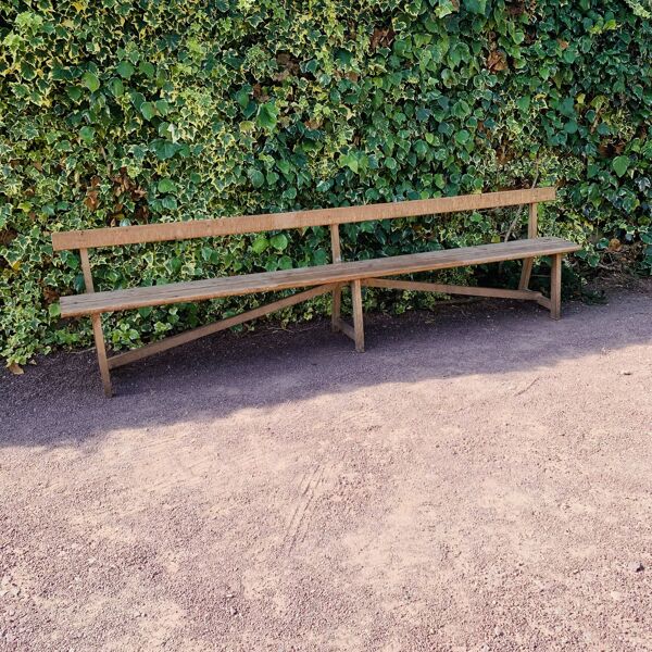 Ancien banc d’église en bois avec dossier -3 mètres -