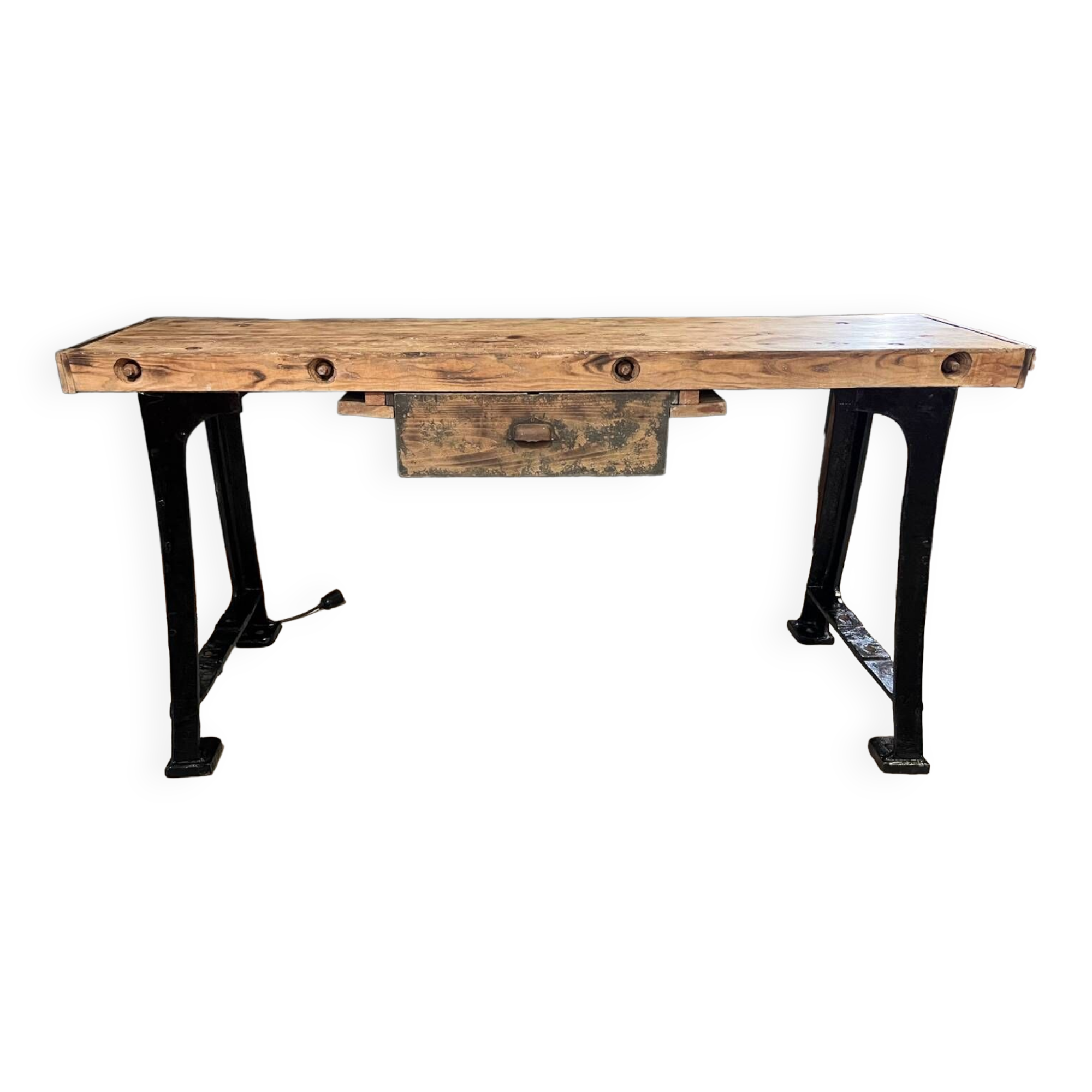 Ancien établi bois et fonte