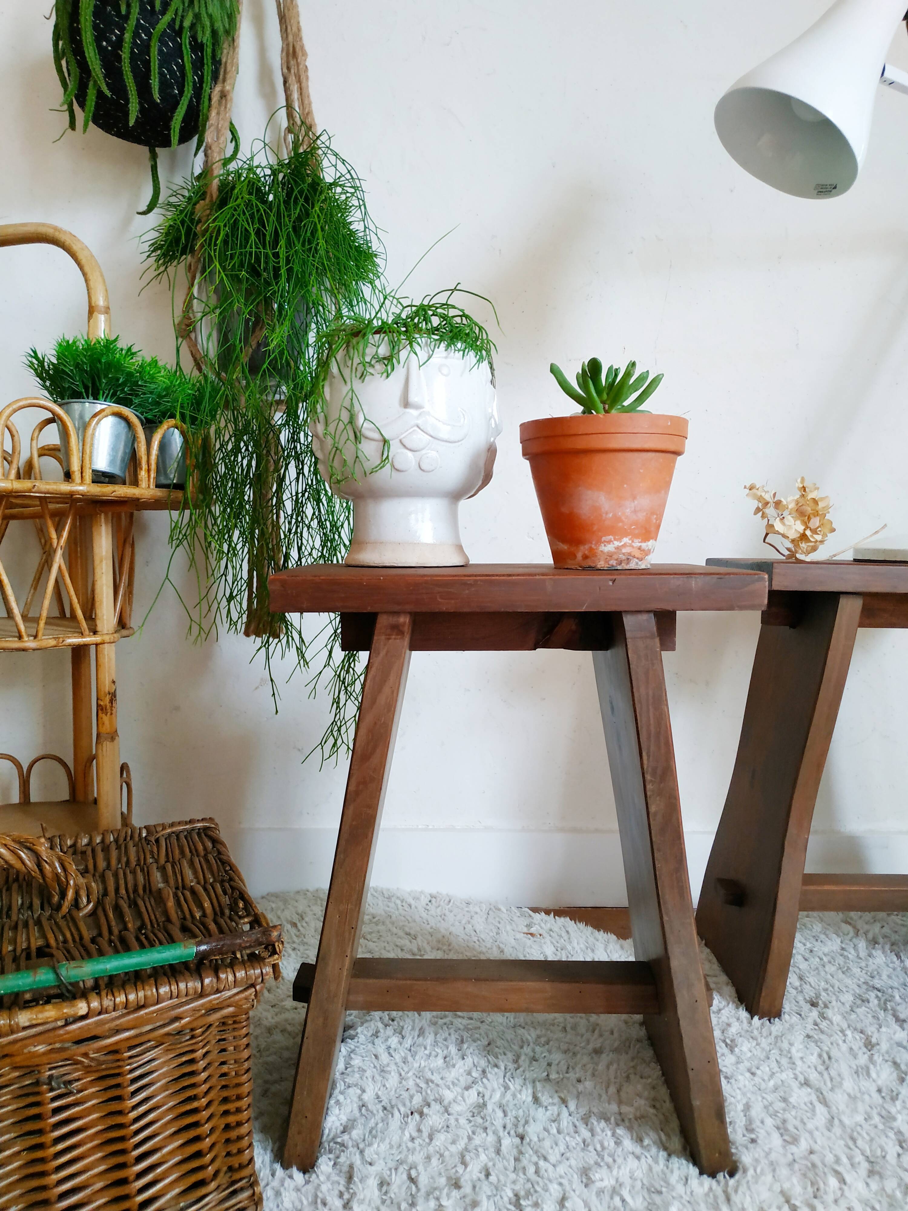 Pair of old wooden stools
