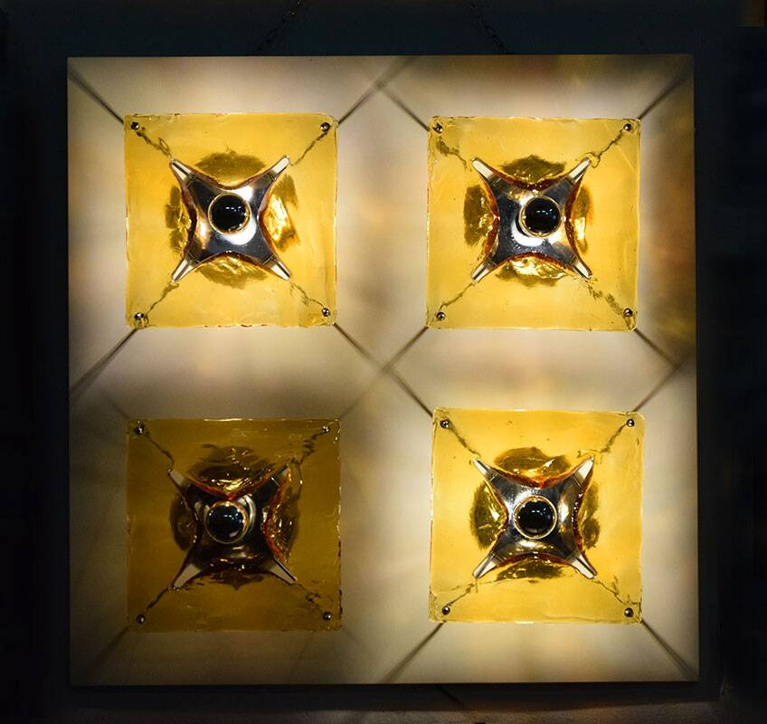 Mazzega Murano large wall sconce with 4 lights 1970s