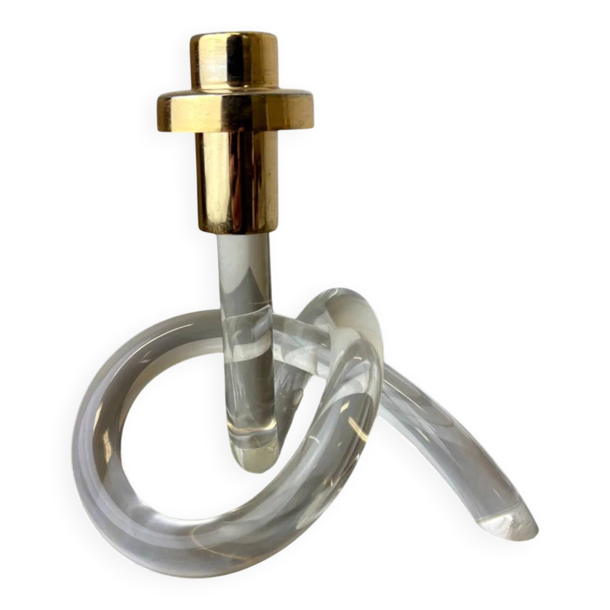 Pretzel candlestick by Dorothy Thorpe in lucite, circa 1970s