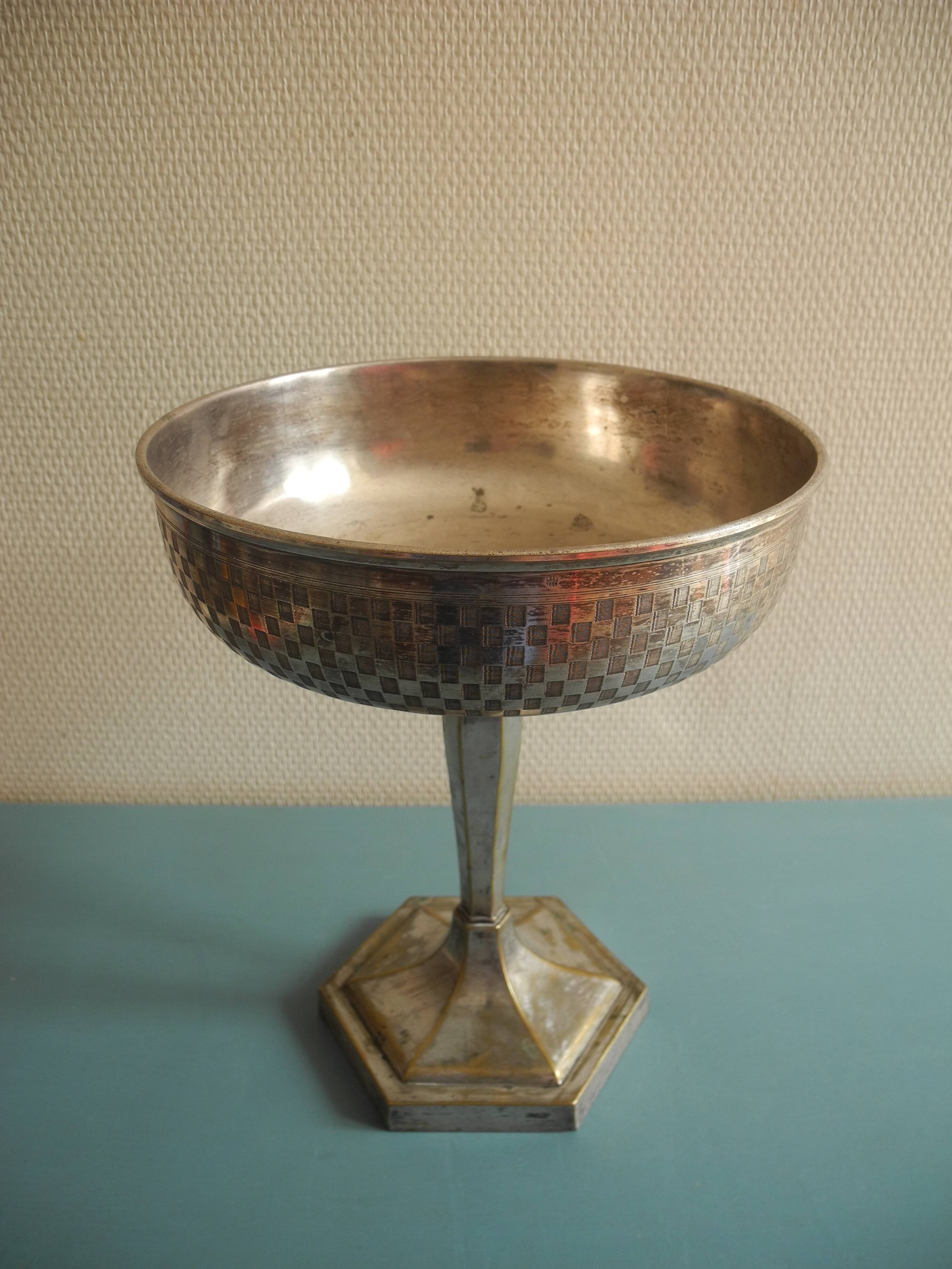 vintage centre table cup silver-plated art deco French silver metal cup