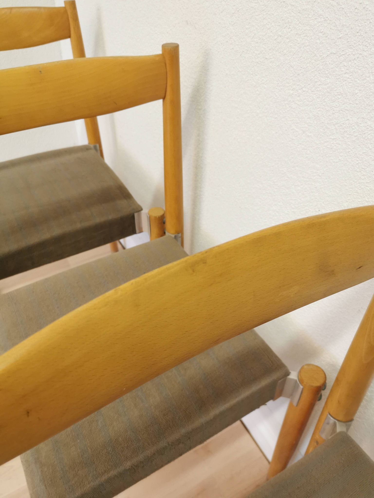 Vintage Miroslav Navratil Dining Chairs: 1970s Czechoslovakia, Gray Fabric