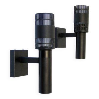 2 rare Philips black vintage wall lamps – Louis Kalff / Serge Mouille style, mid-century modern metal sconces