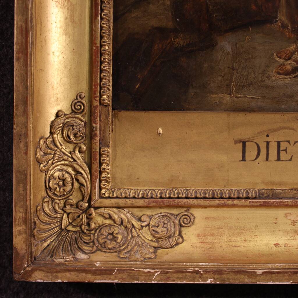 Antique painting on panel depicting Hermit from the 18th century