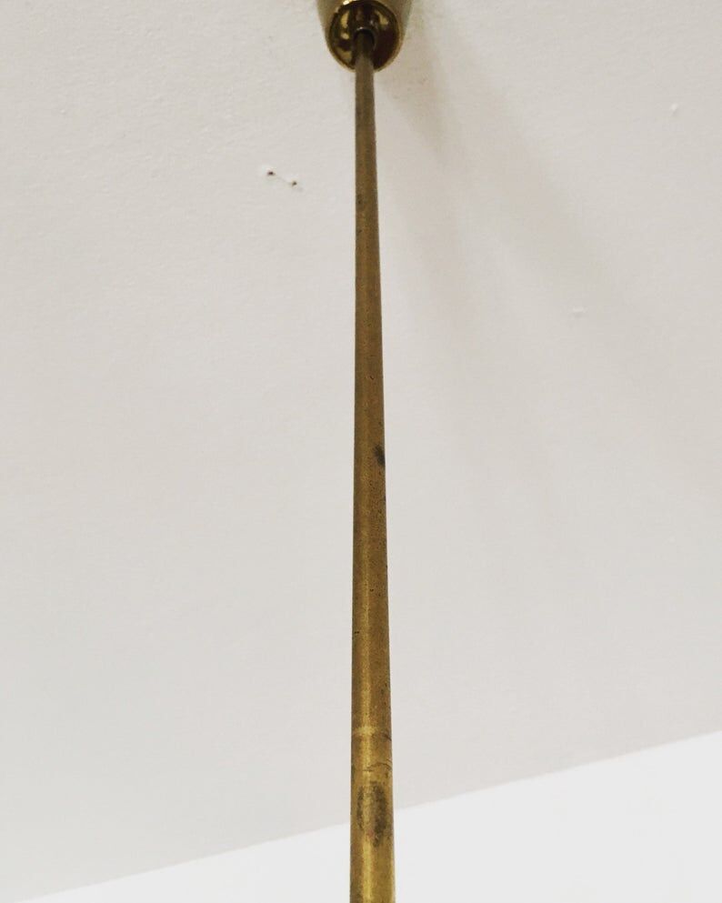 Brass and opaline glass Sputnik chandelier by Kaiser Leuchten