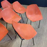 Ensemble de 8 chaises Guariche orange