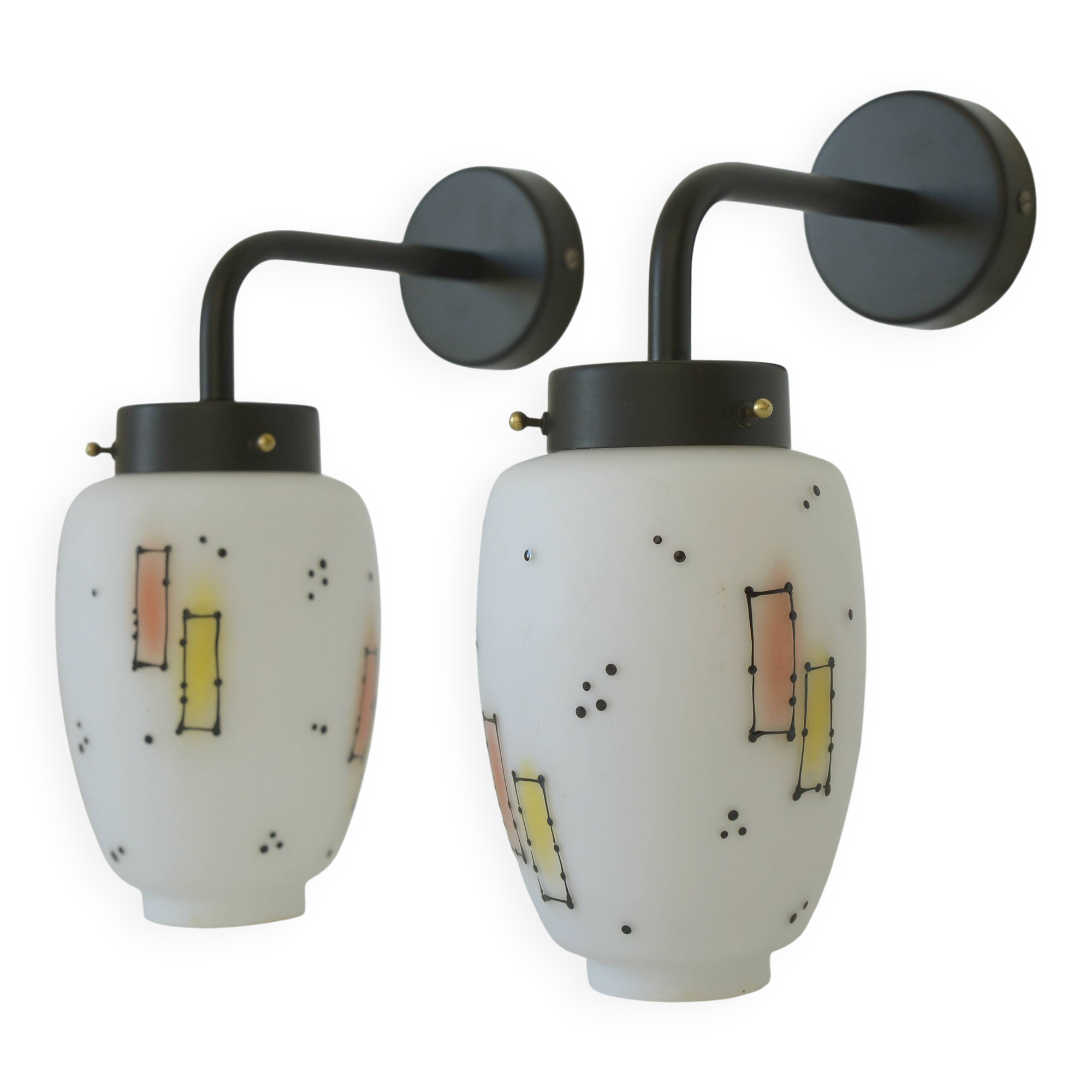 Pair of Unique Vintage Redesign Wall Lamps Glass Lights from Italy 1960's