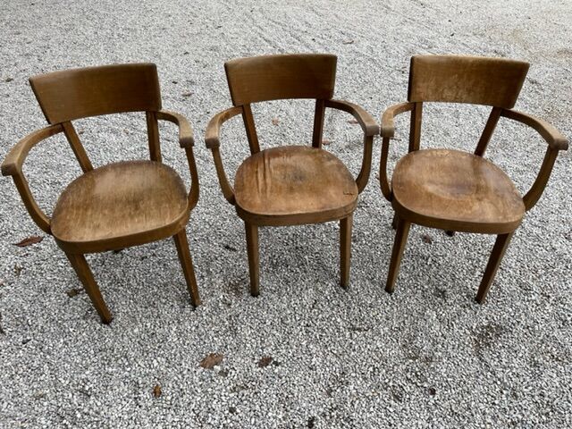 Set of 3 armchairs Baumann 1950