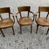 Set of 3 armchairs Baumann 1950