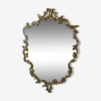 Ancien miroir asymétrique en bronze doré 84x60cm
