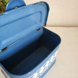 Blue matchbox - old blue enamel sheet box