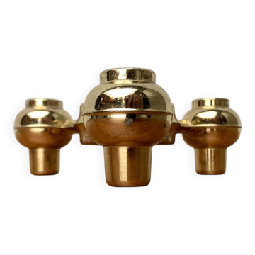 Modular atomic stackable metal candlestick by Quist, 1970s vintage.