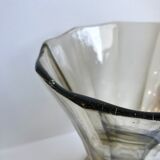 vase in molded and blown smoked glass Made in Belgium 60s-70s