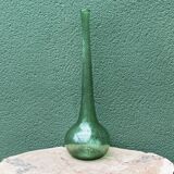Single-flower vase in blown, bubbled glass, signed Biot
