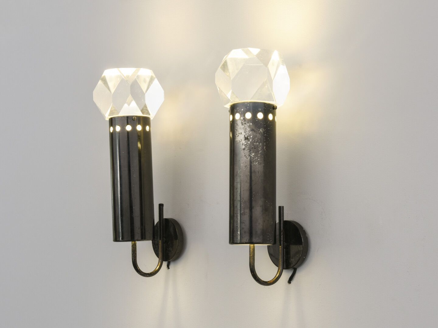 Pair of Scoolari 1970 steel wall lamps