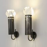 Pair of Scoolari 1970 steel wall lamps