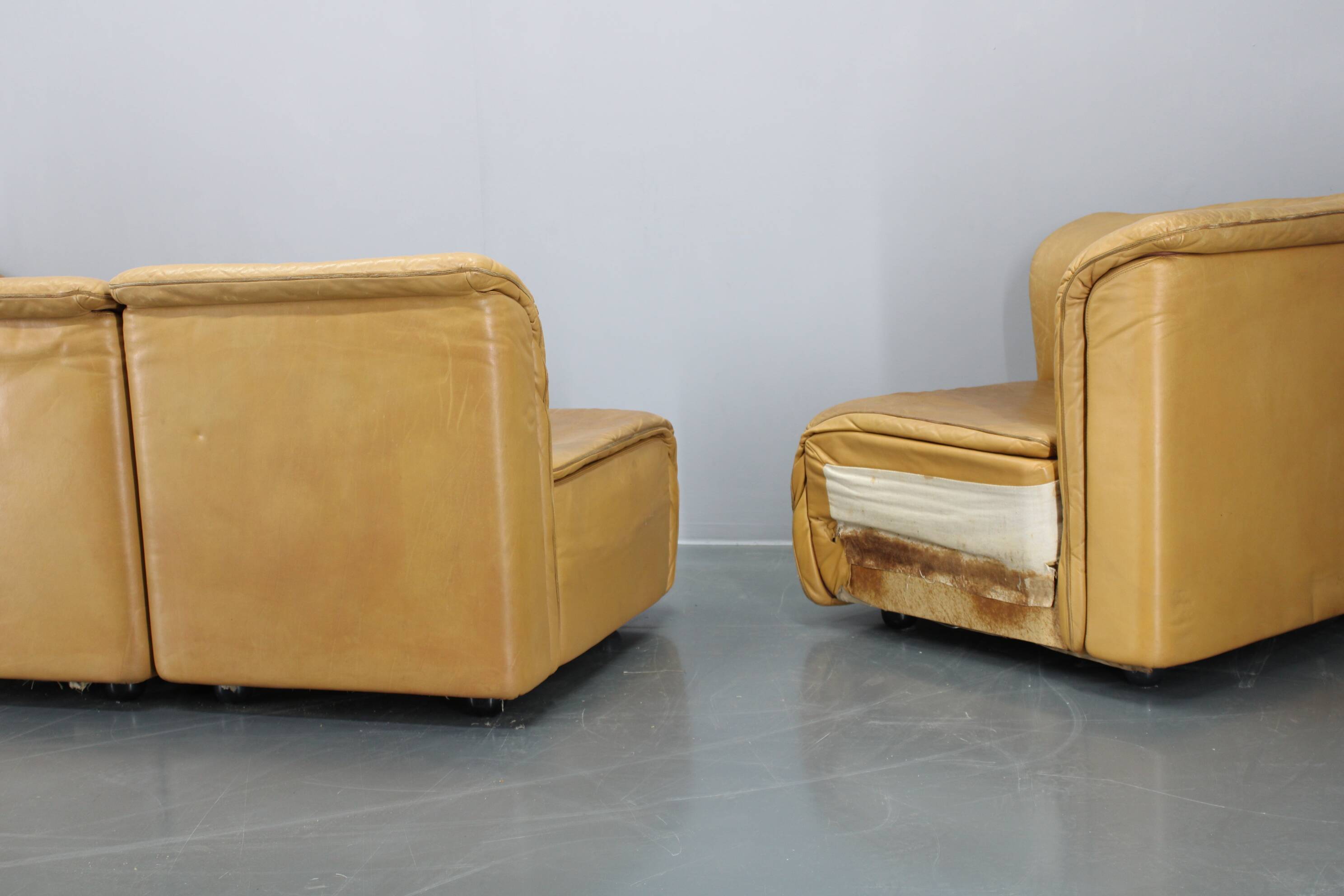 1970s Wittmann Hochbaret leather Modular Sofa, Austria