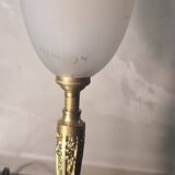 bronze lamp 1930 with its glass paste tulip signed Croismare (by the Muller brothers) 34x10