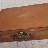 Antique leather and brass trunk/suitcase, high-end luggage circa 1930