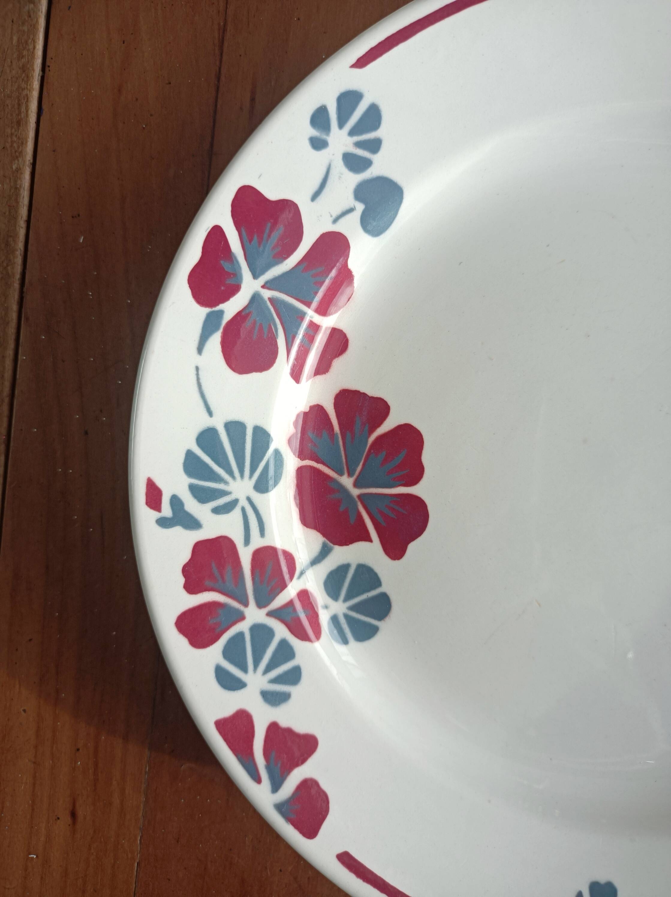 Set of 12 earthenware plates Salins, Nelly red