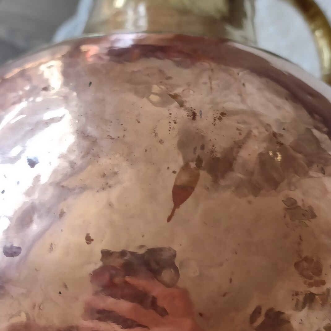 Copper and brass pitcher