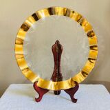 Dish signed Annie Glass 38/31 made in USA wavy edge gilded with 24k fine gold