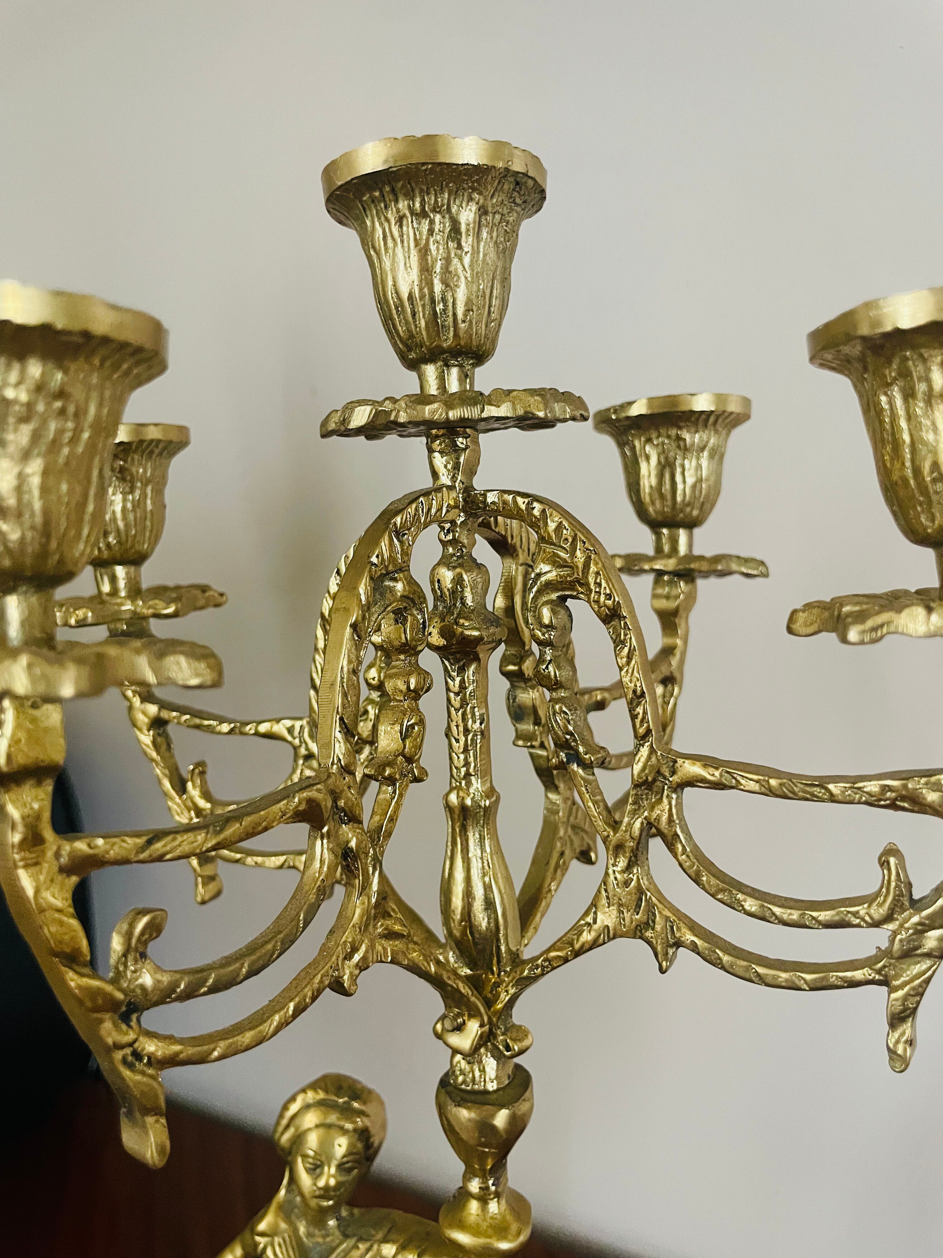 Pair of candelabra Candle holders Antique in gilded bronze style