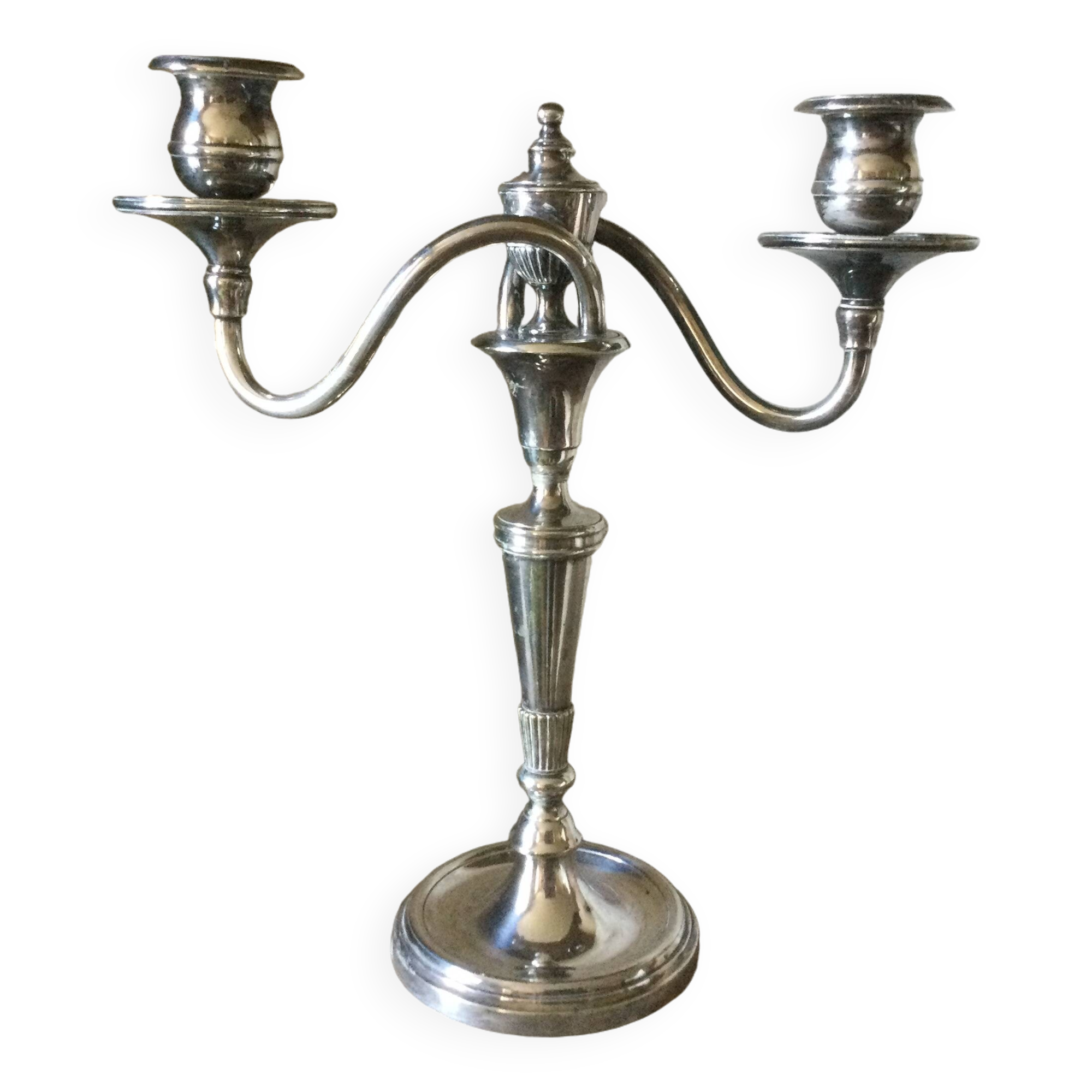 Antique silver metal candle holder 2 branches