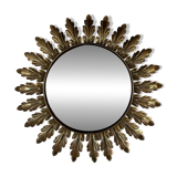 Sun convex mirror in gold-tone metal