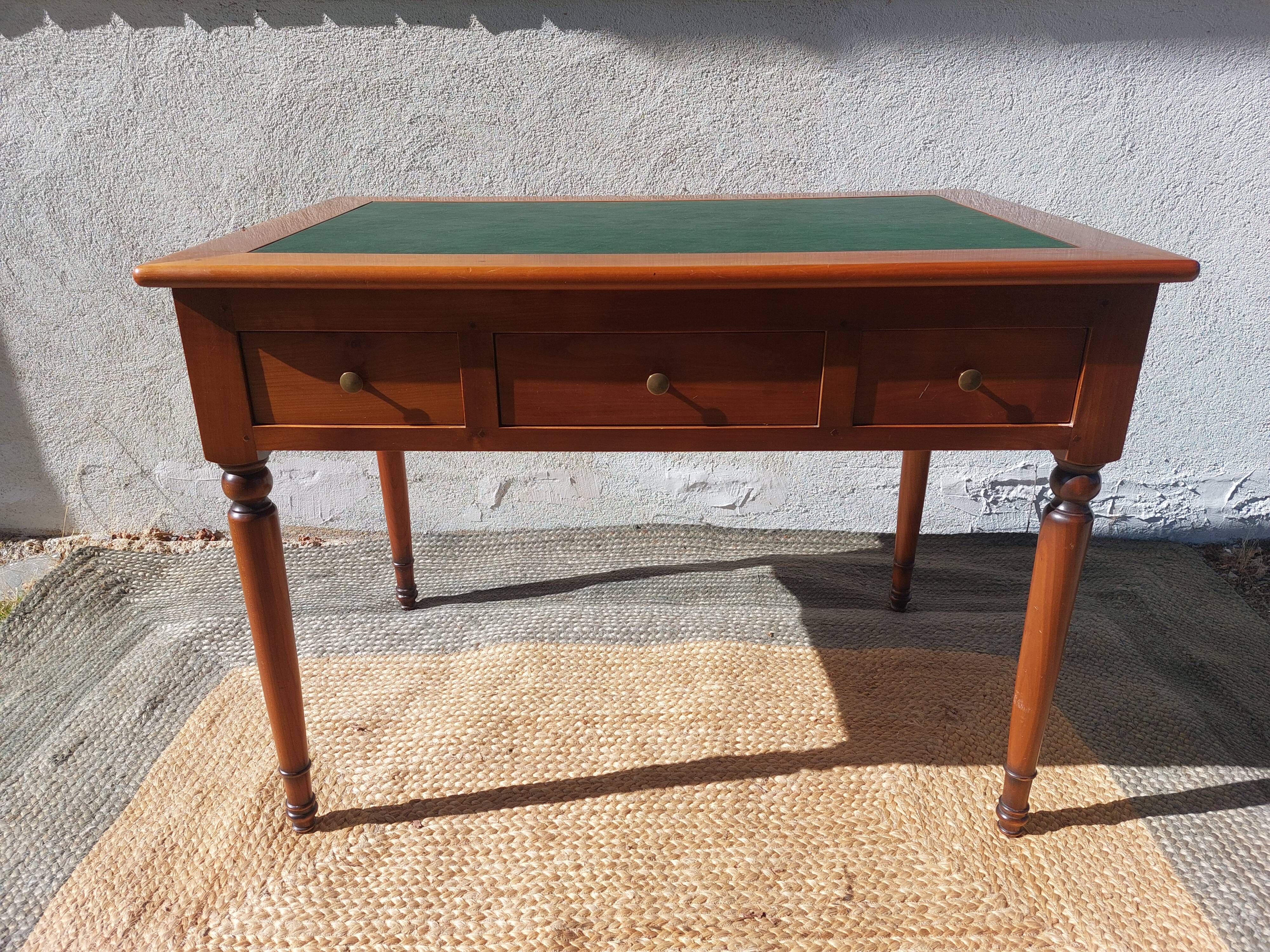 Desk, green leather top