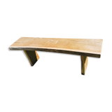 Old brutalist art bench, in natural raw oak