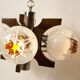 Lustre mazzega Murano 4 boules et teck 1960