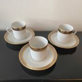 Trio of Limoges Sologne Porcelain Cups and Saucers