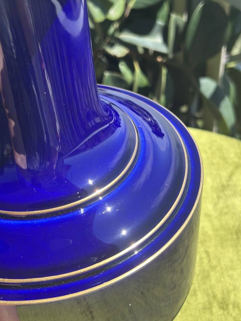 Monumental vase in blue Sèvres porcelain with gilding, architectural style.