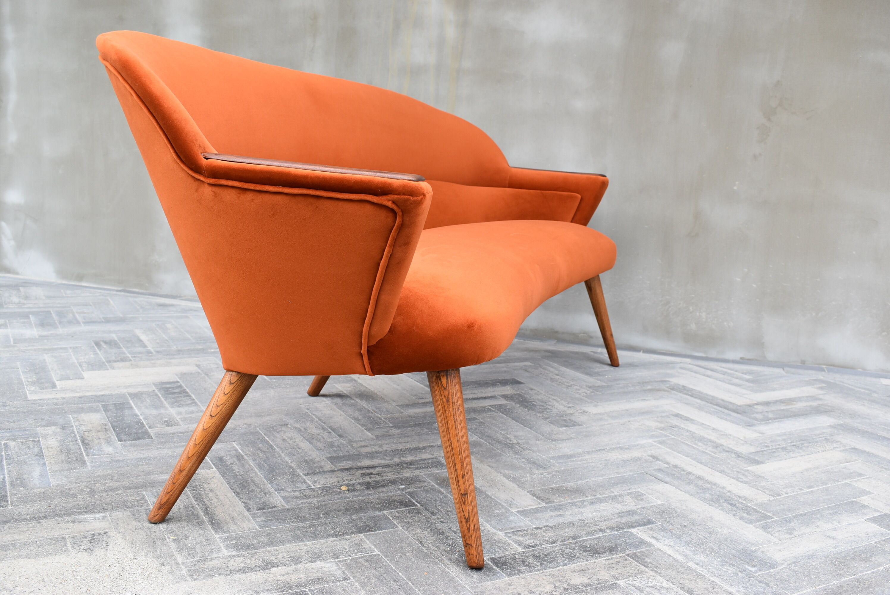 Vintage Sofa, 1960s, Russet Velvet