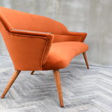 Vintage Sofa, 1960s, Russet Velvet