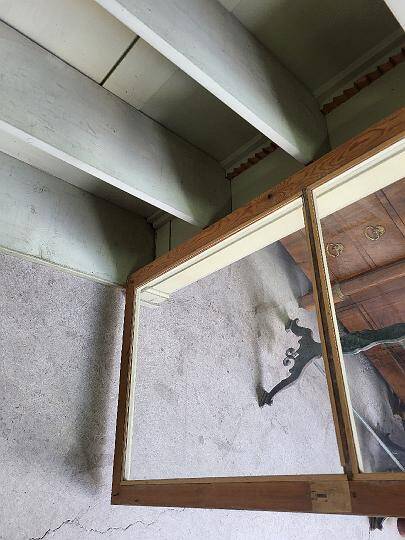 Magnificent pair of green painted fir bookcase display cabinet early 20th century