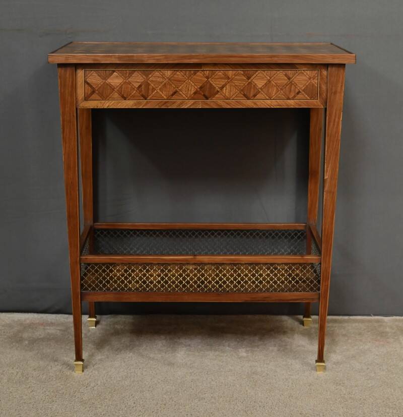 Mahogany marquetry coffee table, Louis XVI style – 1920