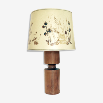 Lampe en bois naturel moderniste 1960-70